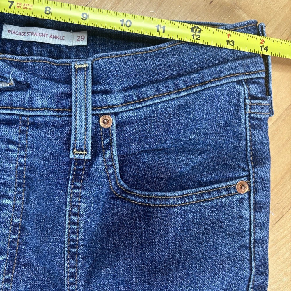 Levi's Women's Ribcage Straight Ankle Seamed Jeans 29x26 Dark Blue High Rise - Picture 5 of 13